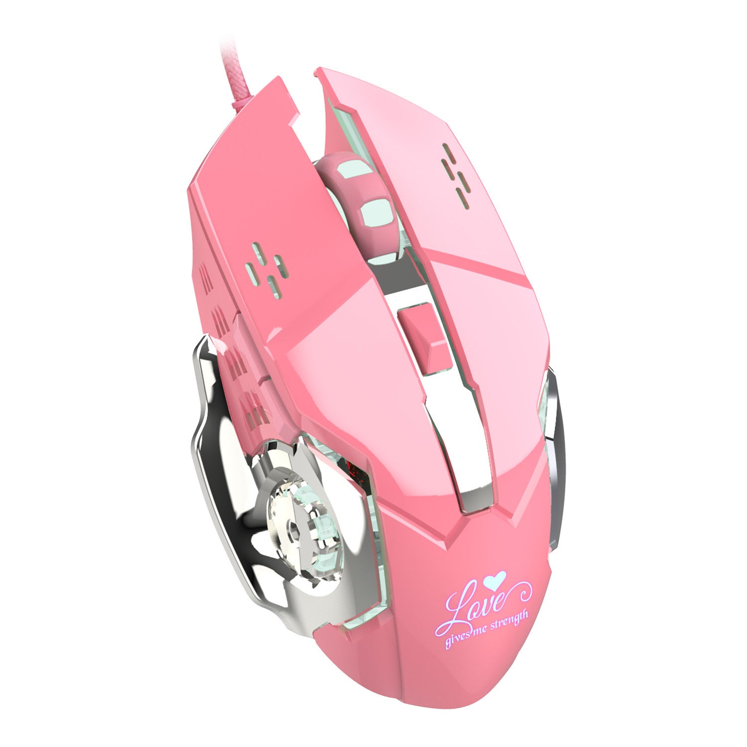 Pink Gaming Mouse White Light Design - GadgetGameHub