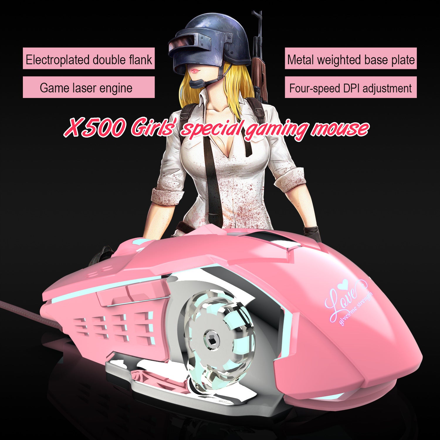 Pink Gaming Mouse White Light Design - GadgetGameHub