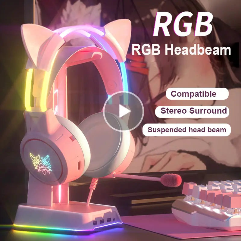 RGB Light Gamer Headset Cat Ear